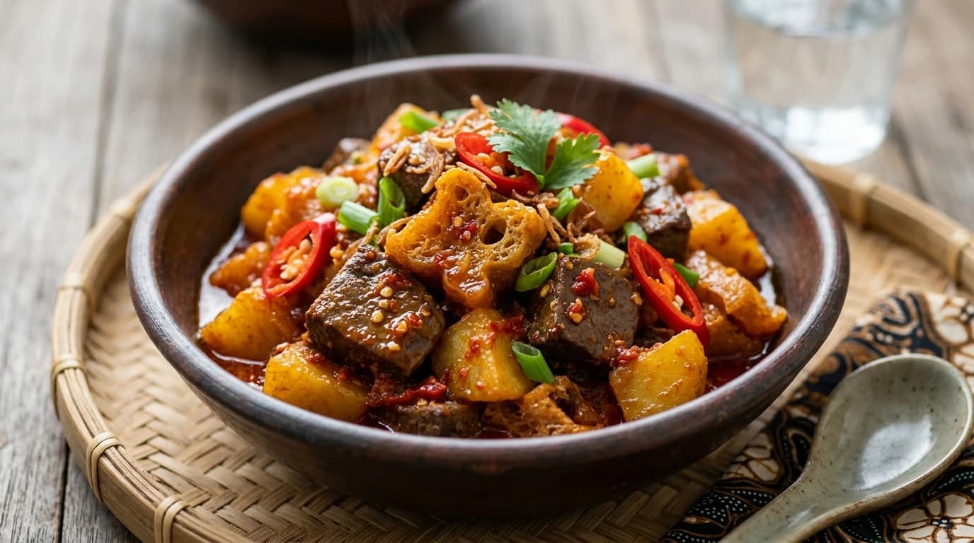 Cara Membuat Sambal Goreng Ati Kentang Krecek Gurih Pedas Santan