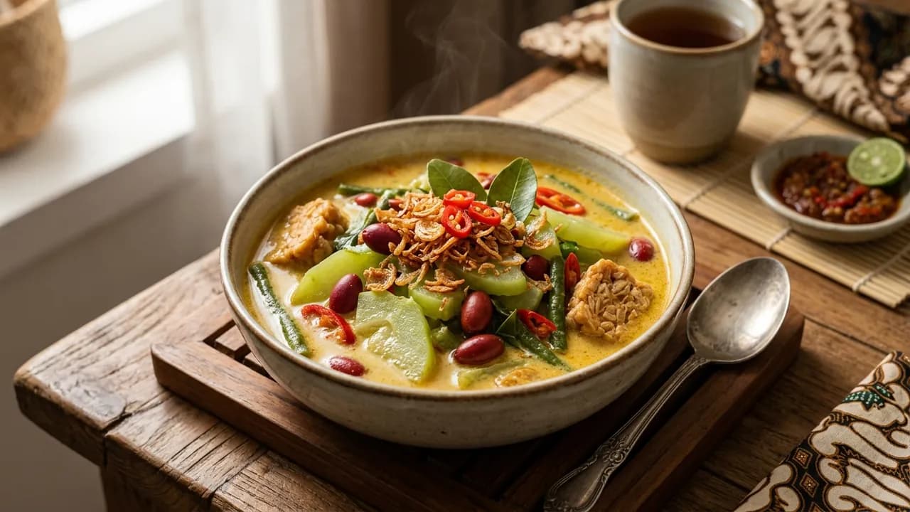 Resep Sayur Lodeh Labu Siam Gurih Santan Melinjo Tempe